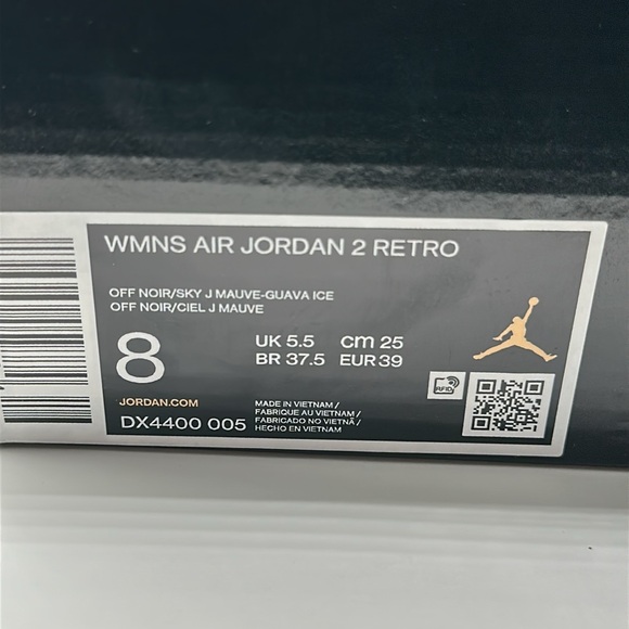 Women’s Nike Air Jordan 2 Retro Off Noir Sky K Mauve DX4400 005 Size 8 - Picture 13 of 14